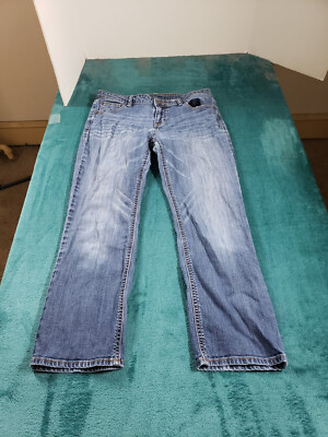 Apt. 9 Jeans Sz 6 Womens Blue Stretch Denim Pants Ladies Mid Rise Crop Straight