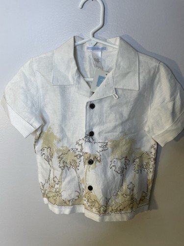 JANIE AND JACK Palm Tree Linen Shirt Size 2T - Picture 4 of 5