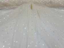 Polka Dot TULLE, Fabric By The Yard Ivory Lace Iridescent Polka-dot  For Dress