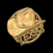 Solid Brass Texas Cowboy Hat Vintage Belt Buckle by BBB Baron ca. 1970s