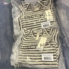 Quincy Mae Long Sleeve T With Leggings 6-12m Coal Stripe