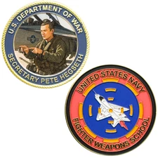 BL10-7 Secretary of War Pete Hegseth Challenge Coin Navy Fighter Weapons School