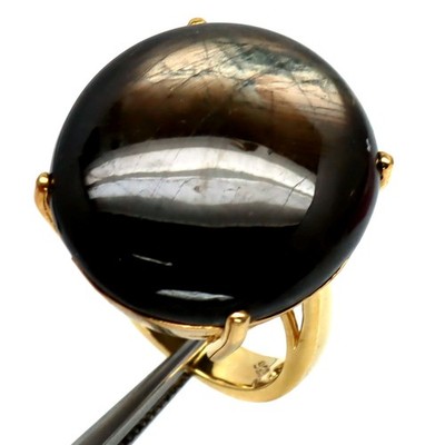 PNG Natural Schwarzer Sternsaphir Ring 925 Sterlingsilber Handarbeit Größe 7.5