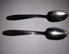 Lot Of 4 Vintage 1950s MCM Serrated Grapefruit Spoons-Marked Stainless USA 6"
