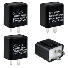 4Pcs DC 12V Black Adjustable Flasher Relay, 2-Pin Electronic Blinker Relay Fix T