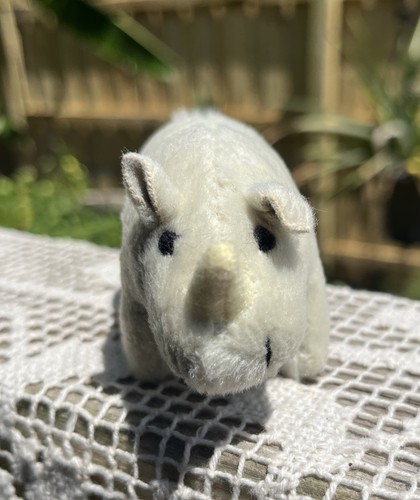 80s-90s? HTF Vintage Collector Mini White Rhino 5" Plush Applause Item# 28603 - Picture 2 of 8