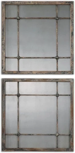 Saragano Set of 2 19" Brown Decorative Square Wall Mirrors - Picture 6 of 6