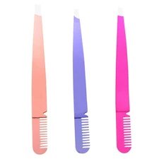 3 Pcs Stainless Steel Lash Tweeazers Eyebrow Tweezer Kit Plucker for Women
