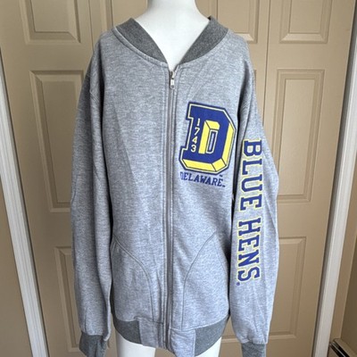 MV Sport Delaware Fightin' Blue Hens Gray Full Zip Sweatshirt Size M