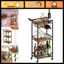 Carrello da bar a 3 livelli - Mini carrello utilità per liquori e vino con ruote bloccabili f