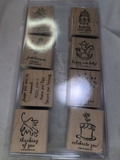 Stampin' Up Set of 8 Wooden Mounted Rubber Stamps Stamping Greetings Galore