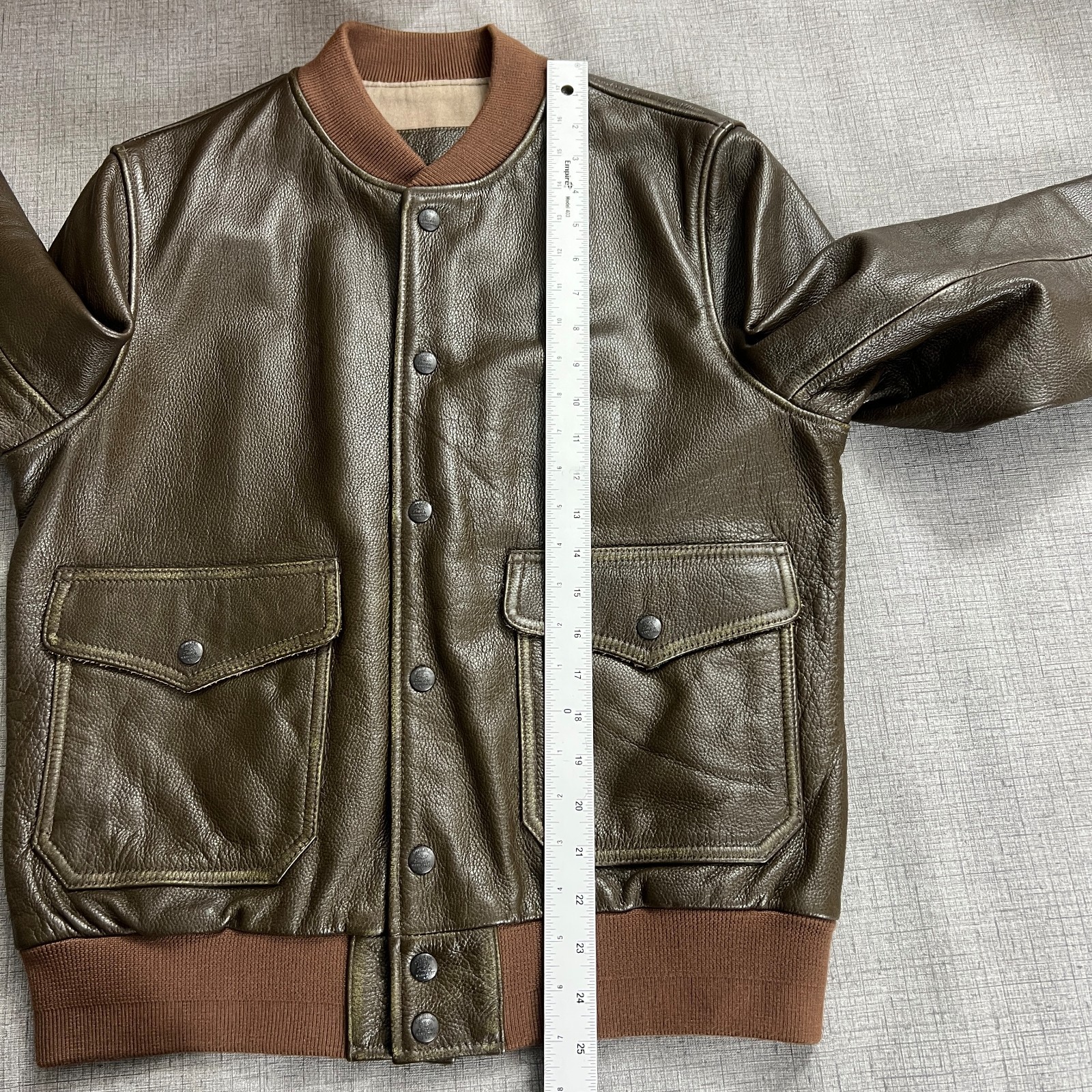 RRL Ralph Lauren Men's Brown Cowhide Leather Bomber Jacket Sample image 4