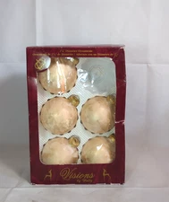 5 VINTAGE VISIONS BY HOLLY GLASS Tan CHRISTMAS ORNAMENTS 2 5/8" 30A