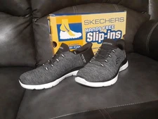 Skechers Womens Dazzling Haze Black Slip On Walking Shoes Size 8 149937/BKW