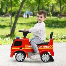 Honeyjoy Kids Ride On Fire Engine Licensed Mercedes Benz Scooter w/Storage Red