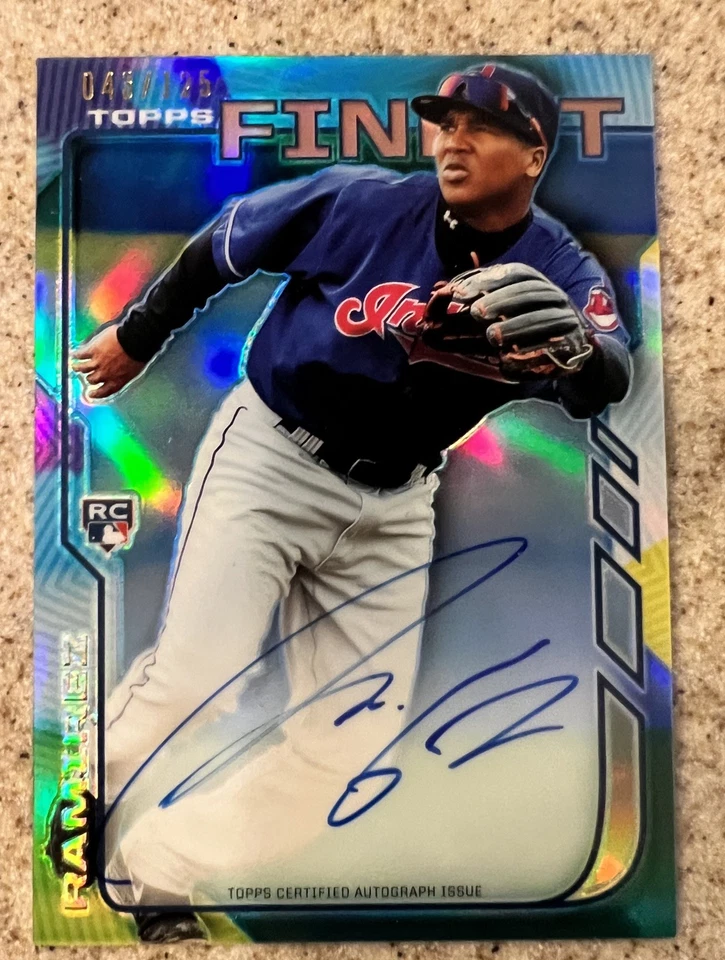 JOSE RAMIREZ  2014 TOPPS FINEST #RA-JR ROOKIE BLUE REFRACTOR AUTO RC /125 - Image 4 of 4