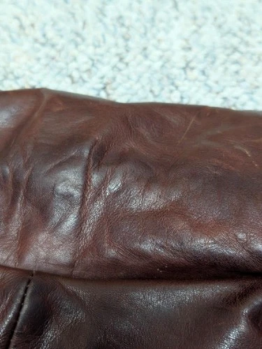 1950s vintage HORSEHIDE brown leather BELTED coat 38 jacket MOTORCYCLE norfolk image 10