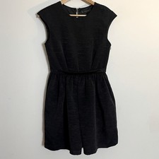 Zara Black Fit & Flare Pleated Rhinestone Textured Cocktail Mini Dress Size M