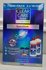 Clear Care Plus Cleaning Solution Twin Pack HydraGlyde 2 x 16oz+2case Exp 6/2027