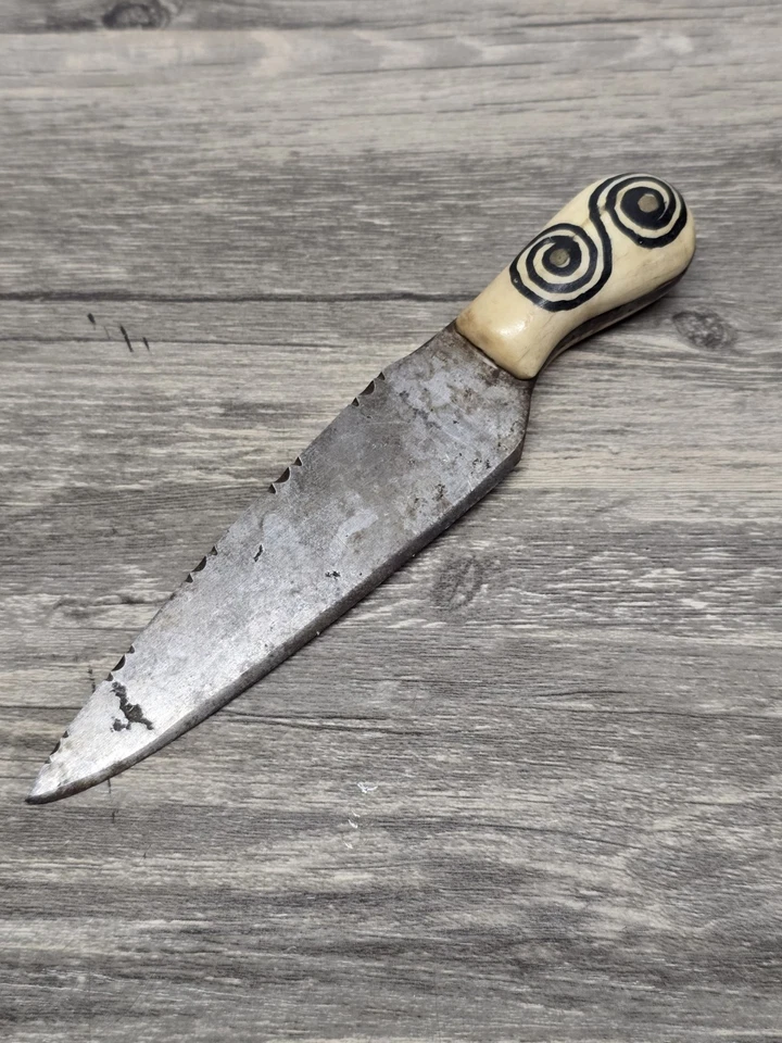 Antiguo cuchillo daga frontera forjado a mano asta natural o mango de hueso Foto 3 de 4