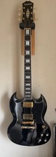 Epiphone SG Custom Negro Guitarra Eléctrica Oro Hardware Diapasón Ébano