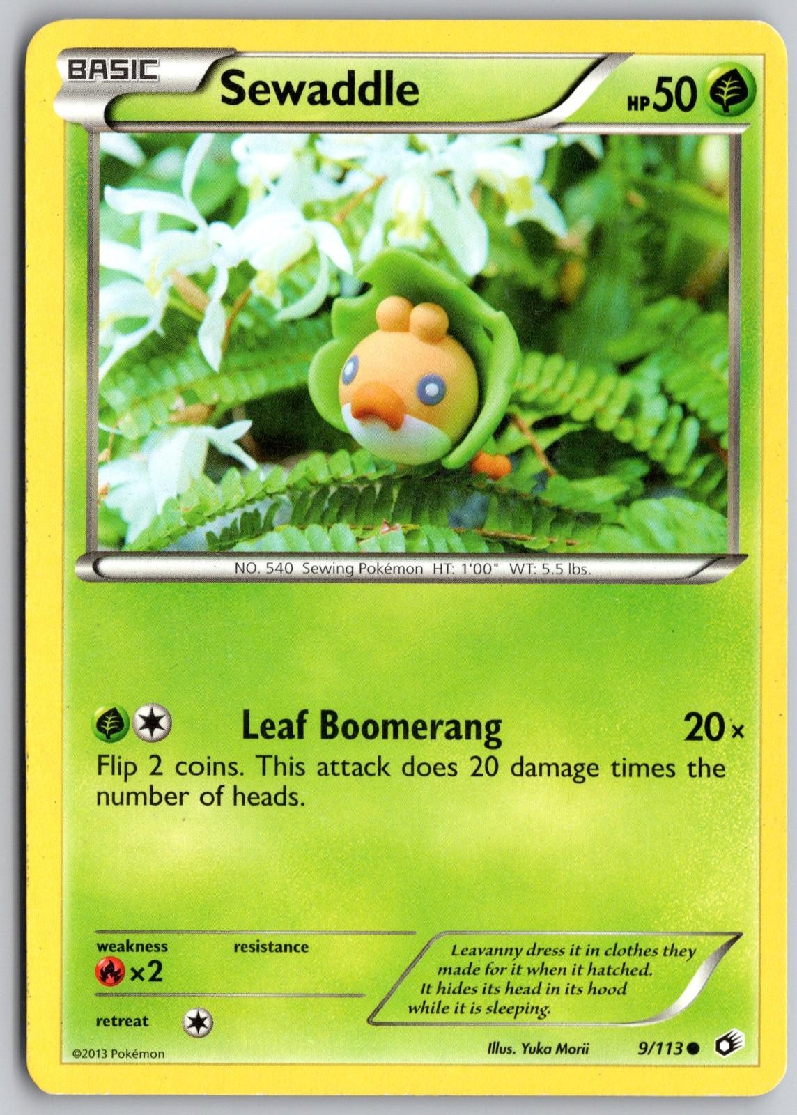 2013 POKEMON SEWADDLE (9) 9/113 COMMON LEGENDARY TREASURES LIGHTLY PLAYED