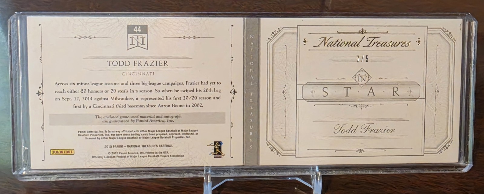 2015 National Treasures Game-Used Relic Auto Booklet /5 Todd Frazier view 2