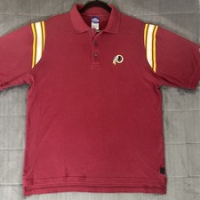 Vintage Reebok Washington Redskins Polo Shirt Sz M Embroidered NFL PlayDry Y2k