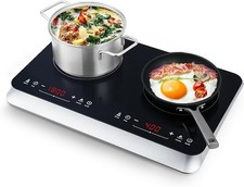 Double Induction Cooktop Burner with Fast Warm-Up Mode, 1800w 2 Induction Burner