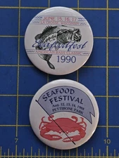 1988 1990 Bass Seafood Festival Pettibone Park La Crosse Wisconsin Pin Button