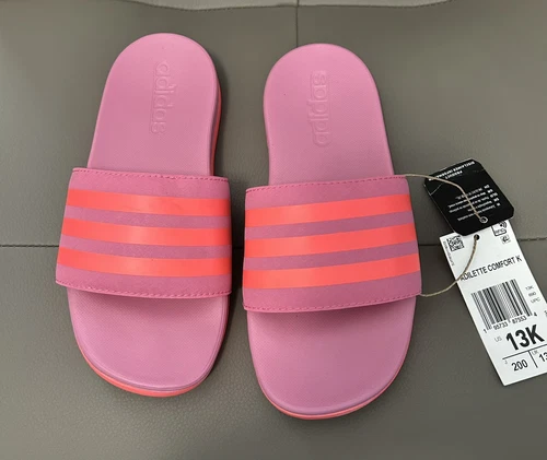 SANDALO NUOVO CON ETICHETTE BAMBINA ADIDAS ADILETTE COMFORT SLIDE ROSA US TAGLIA 13