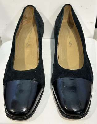 Damen Handgemacht Easy Spirit Alicet Schwarz Wildleder Pumpe Größe 10B Schuhe