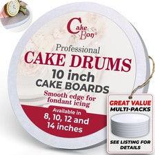 6 PCS Cake Boards 10 Inch Round Drums White 1/2 Inch Thick Professional Smooth
