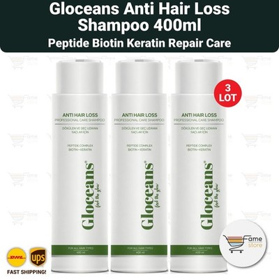 Gloceans Anti Hair Loss Shampoo Peptide Biotin Keratin Repair Care 400ml - 3 LOT