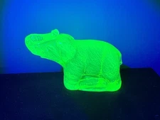 Vaseline Glass elephant  Statue Uranium Yellow  Glass  Figurine