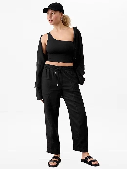ATHLETA Retreat High Rise Linen Ankle Pant S Small | Black #658556 NEW
Opens in a new window or tab