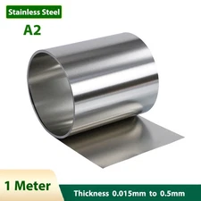 A2 Stainless Steel Foil Sheet 1 Meter Band Roll Strip CNC Thick 0.015mm to 0.5mm