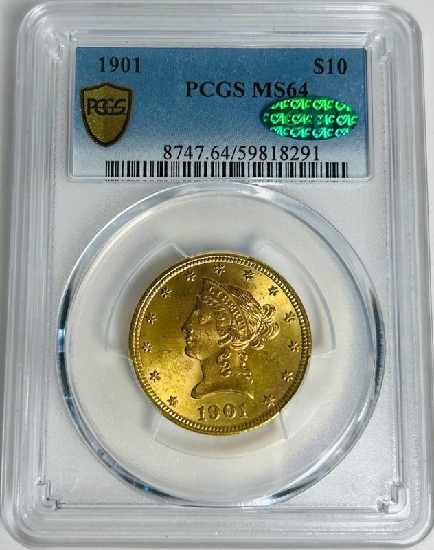 1901 P Liberty Eagle Coronet Head Gold Coin $10 Ten Dollar MS 64 CAC PCGS