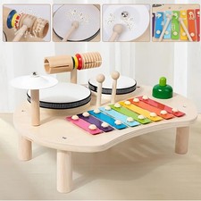 Baby Musik Tisch Spielzeug Holz Xylophon Montessori Musikinstrument Set Geschenk