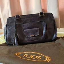 Tod's Tote Bag Leather Navy Women's Handbag, Excellent Condition