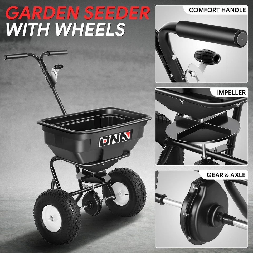 125LB Capacity Walk-Behind Broadcast Spreader For Rock Salt Fertilizer Seeds - Image 2 of 4