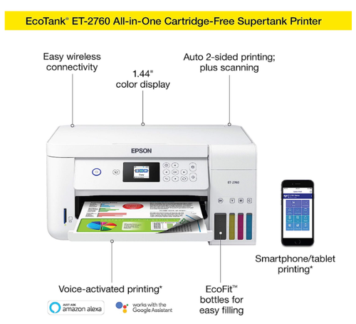 Epson EcoTank ET-2760 All-in-One Printer White MOTHERBOARD DEFECTIVE - Picture 3 of 5