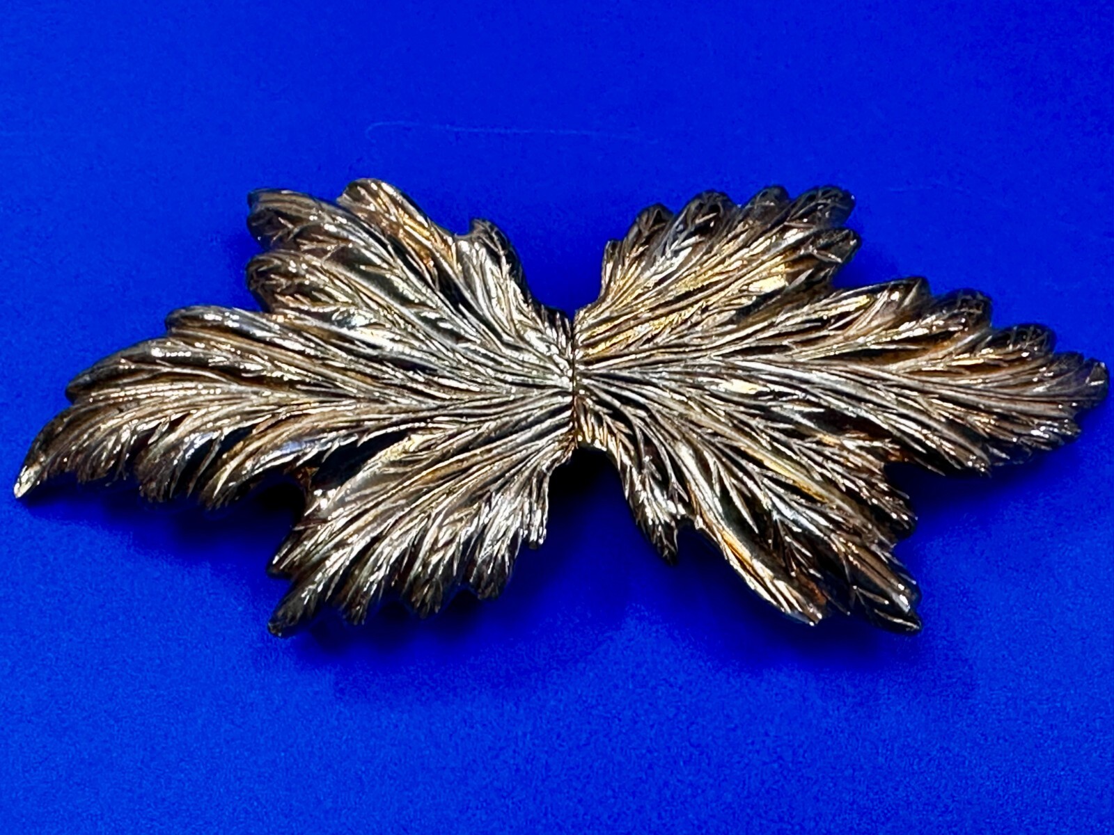 Detailed Leaf Two Piece Interlocking Vintage Gold… - image 6