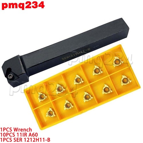 SER1212H11-B 12*100mm Threading Turning Holder +10Pcs 11IR A60 Threaded Inserts - Picture 1 of 5
