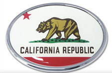 california flag chrome auto emblem decal usa made