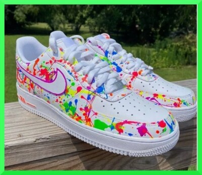 Drip New Nike Shoes Rainbow Custom Air Force Rainbow Color Wave