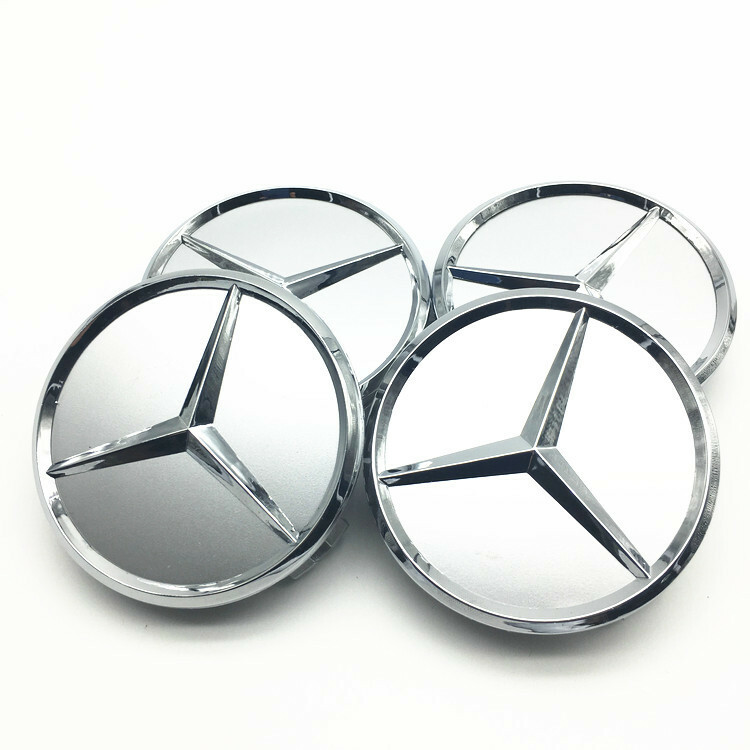 4 x 60mm Mercedes Benz Silber Stern Naben Felgen Deckel