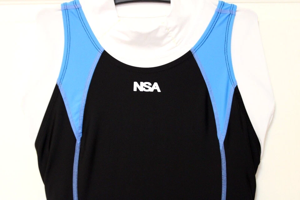 Camiseta sin mangas NSA traje de baño corto para mujer, ojo de cerradura trasero, negro/azul, 3XL, NUEVO SIN ETIQUETAS Foto 2 de 4