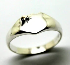 Solid Large Sterling Silver Shield Black Australian Sapphire Signet Ring