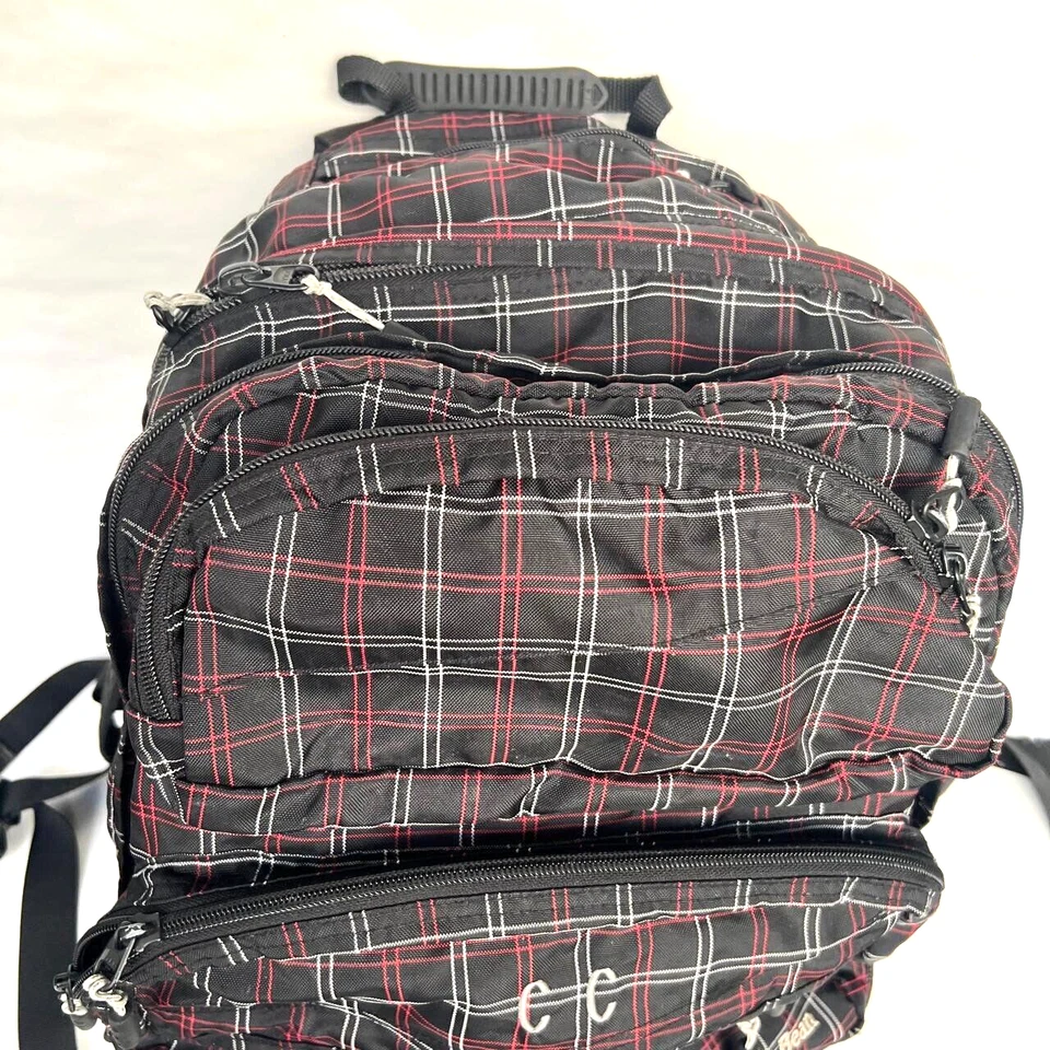 L.L.Bean Super Deluxe Paquete de Libros Mochila a Cuadros Negro Rojo Gran Capacidad 42L! Foto 4 de 4